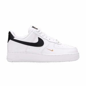 Nike Air Force 1 Low '07 Essential White Black Gold Mini Swoosh (Women's)